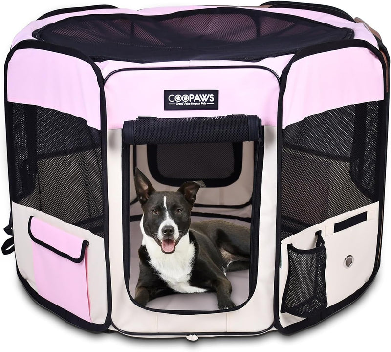 JESPET 36 Portable Dog Playpen - Soft Kennel for Pets with Carry Bag Shale Green