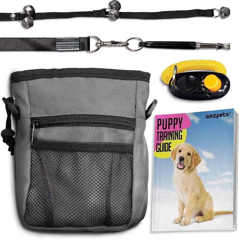 Puppy Training Set - Includes Clicker Treat Pouch Bells Whistle for Pet Commands Bark Control and Potty Training