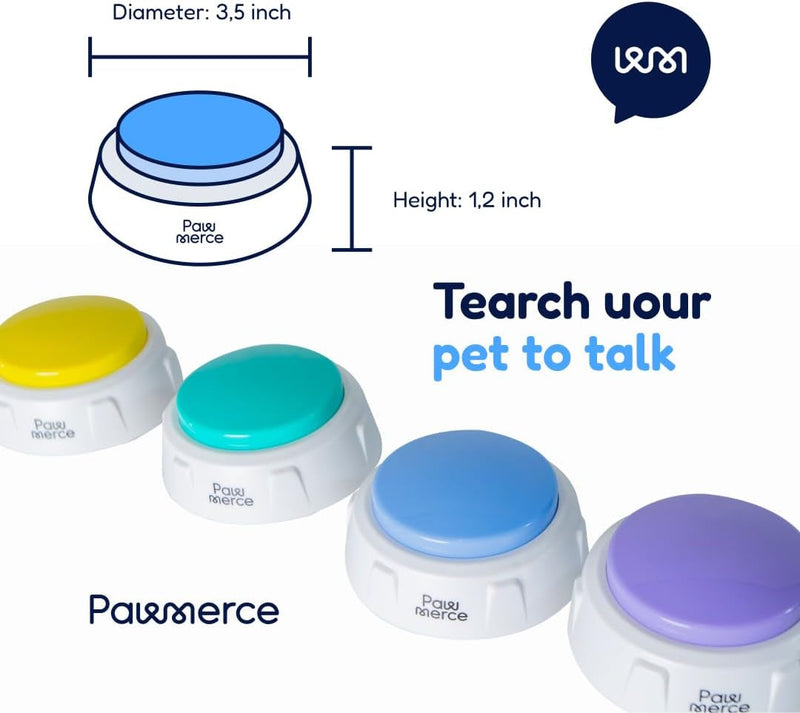 charsTraining Buzzer for Dogs - 30 Second Voice Recorder Colorful 4Pc Button Funny Pet Gift