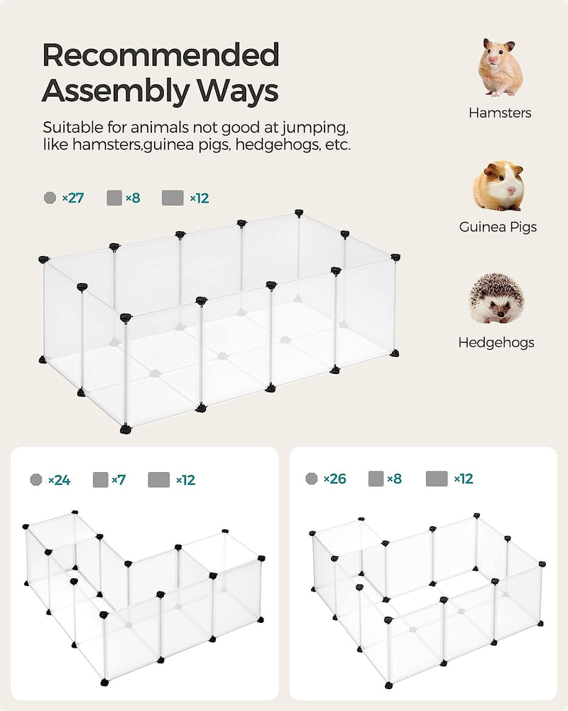 SONGMICS Pet Playpen with Floor DIY Small Animal Pen for Hamsters  Hedgehogs White ULPC001W01