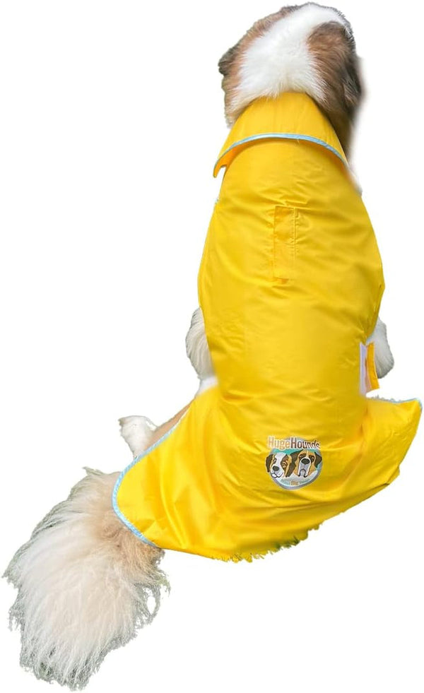 XL Yellow Dog Raincoat with Half Hood  Carry Bag - Waterproof