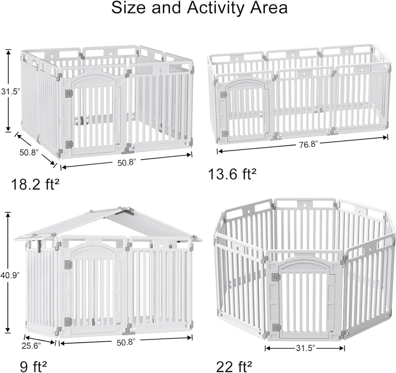 Foldable 8-Panel Pet Playpen with Door Suitable for Puppies and Small Dogs Indoor  Outdoor Use