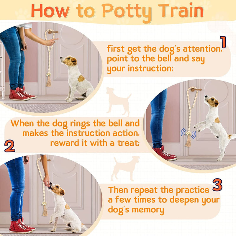 Adjustable Wooden Dog Door Bells for Potty Training - Set of 3