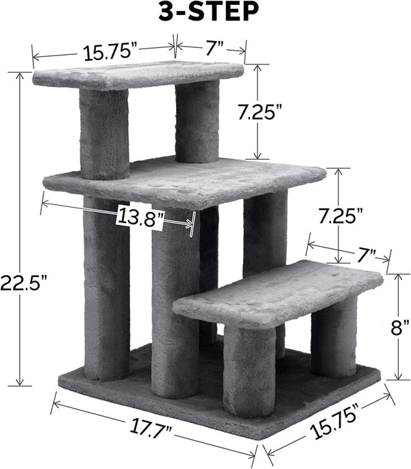 Gray Furhaven Pet Stairs for High Beds  Sofas - 3 Steps