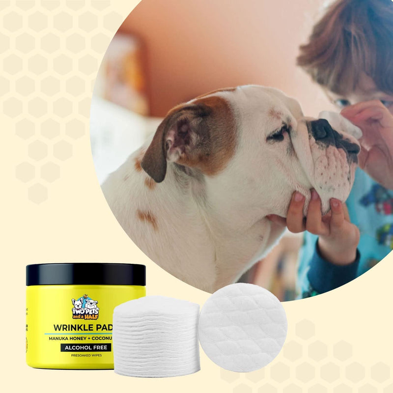 Wrinkle Wipes for French Bulldog, English Bulldog & Pug -100% Organic Extracts Dog Wrinkle Wipes to Soothe Wrinkles- Dog Face Wipes Cleaning Alcohol Free- Say Bye to Rash W/ Wrinkle Paste for Bulldogs