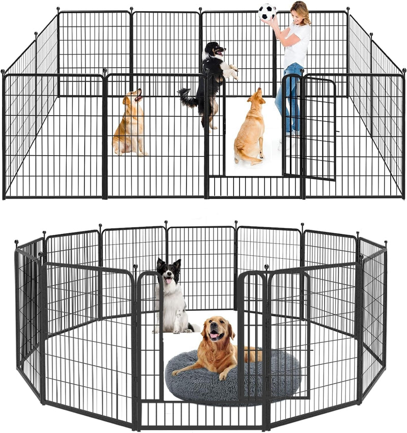 Heavy Duty Outdoor Dog Playpen with Gates - Metal Foldable 8 Panel Fence for LargeMediumSmall Pets - Portable and Ideal for RV Camping and Yard Use