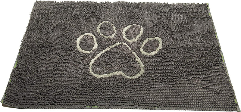 Microfiber Dog Paw Mud Mat - Absorbent Pet Mat with Non-Slip Backing Machine Washable  Large Grey