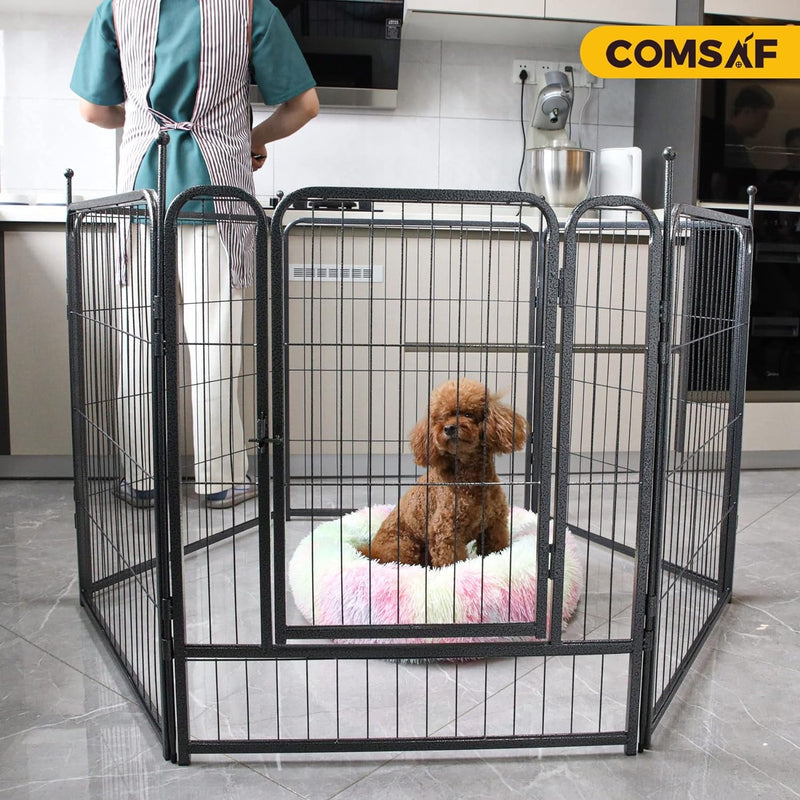 Comsaf Dog Playpen - 32 Height - 8 Panels - Metal Fence - Portable  Easy-Carry - OutdoorIndoor Pet Pen for LargeMediumSmall Dogs