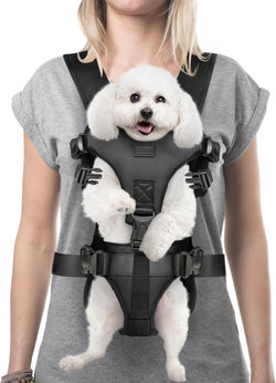 YUDODO Pet Backpack for SmallMedium Dogs - Adjustable  Easy-Fit Front Carrier Size S Black