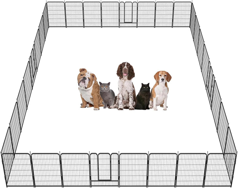 32-Inch Heavy Duty Dog Playpen - IndoorOutdoor 8 Panels - SilverGray