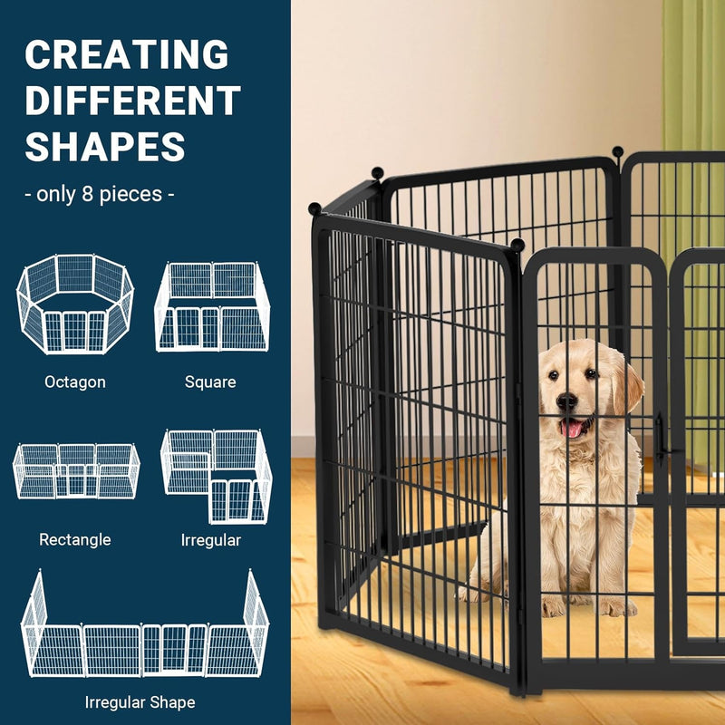 32 Heavy Duty Dog Playpen - IndoorOutdoor Use - 8 Panels - 32 Height - for Puppies and Small Dogs