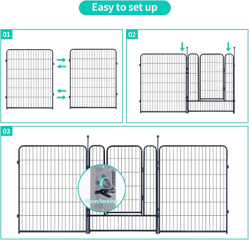 Portable Dog Playpen with Doors - IndoorOutdoor Fence for LargeMediumSmall Dogs 40 Inch 08 Panels