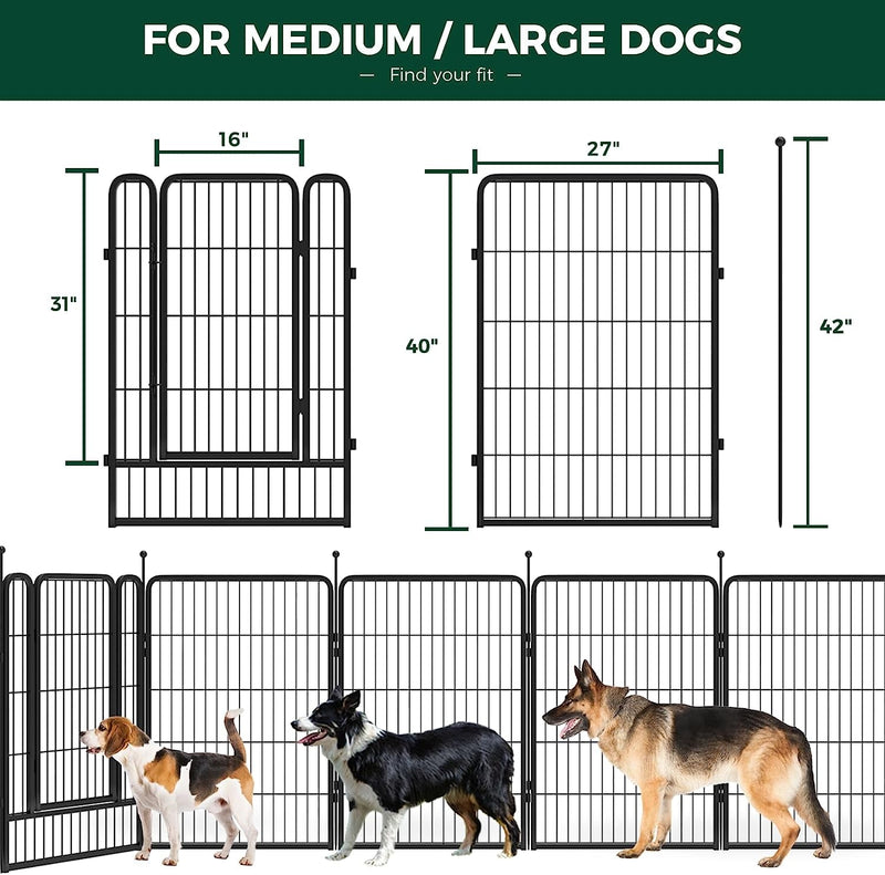 FXW 8-Panel 40-Inch Dog Playpen with 32 Muffler Tubes