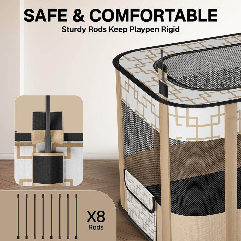 Portable Foldable Dog Playpen - IndoorOutdoor Pet Pen for Small Animals - Great for Travel and Camping - Carrying Case Included