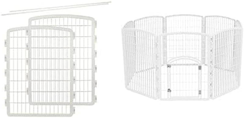 IRIS Exercise Playpen with Door - 82 Panels 34 Inch Gray