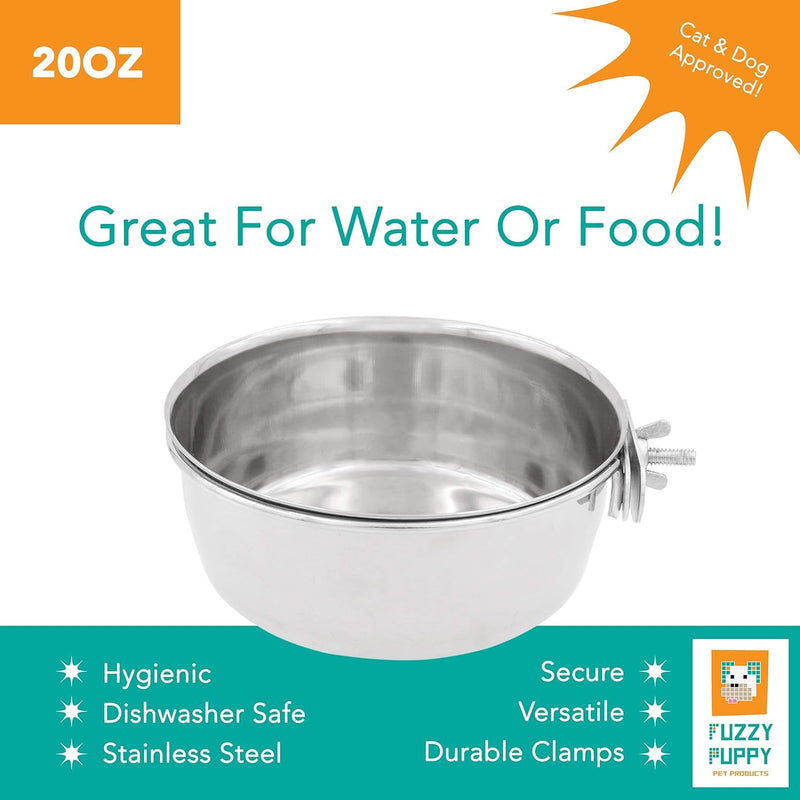 Fuzzy Puppy Elevated Crate Bowl Stainless Steel 20 Oz CCCH-20