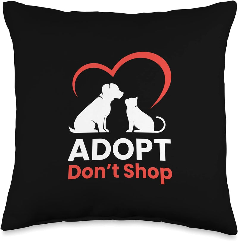 Cat and Dog Adopt Throw Pillow - 18x18 Multicolor