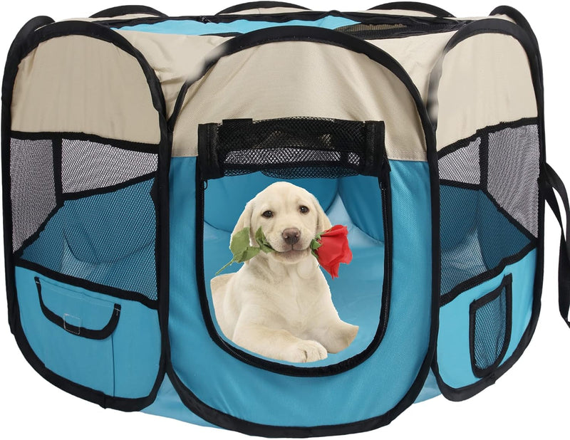 Foldable Pet Playpen - IndoorOutdoor Portable Cat  Dog Tent 29X16 Blue