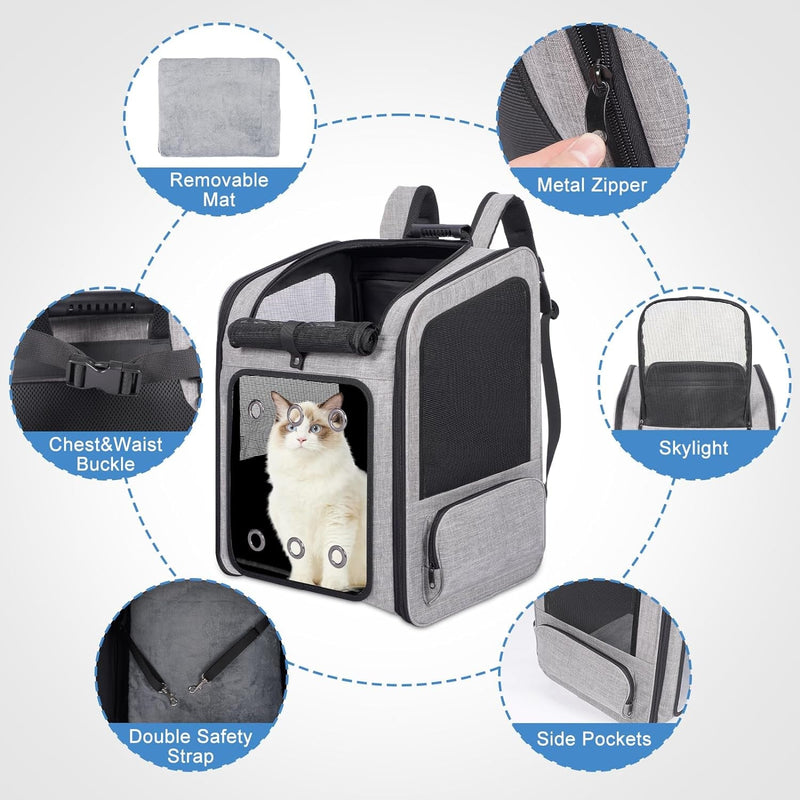 XL Pet Carrier Backpack - Ventilated Design for Travel Hiking and Outdoor Use 30 lbs Capacity