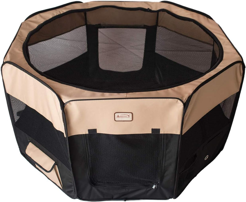 Armarkat Portable Pet Playpen - BlackBeige XL