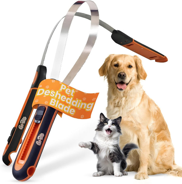 Gopets Deshedding Blade for Dogs and Cats Adjustable Professional Quality 14 Inch Comb Rake Grooming Tool for Medium and Long Coats