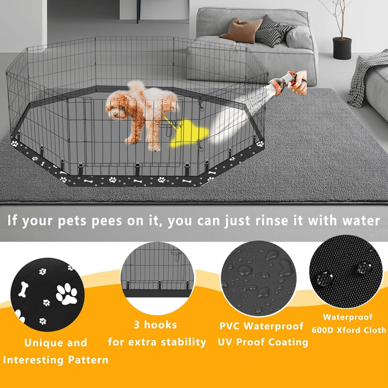 Dog Playpen Pad for 24 Octagon Metal Exercise Pet Playpen - Black