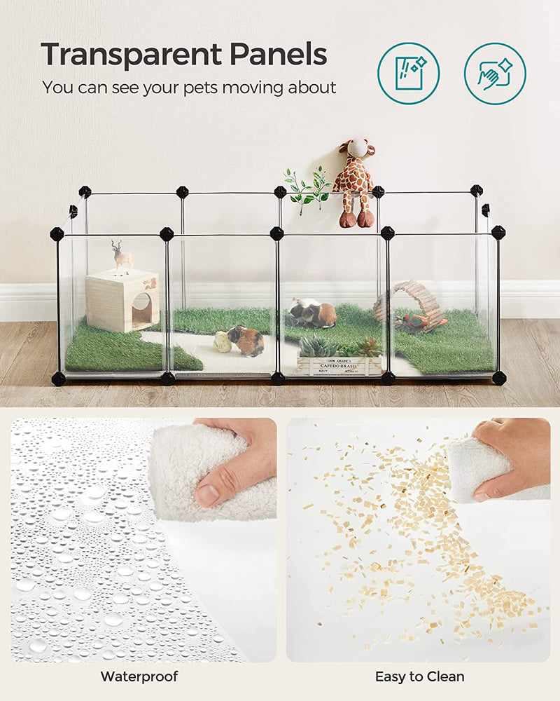 SONGMICS Pet Playpen with Floor DIY Small Animal Pen for Hamsters  Hedgehogs White ULPC001W01