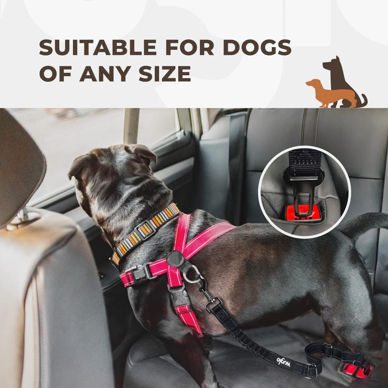 Wuglo Dog Seat Belt - Strong Elastic Car Harness for Dogs - Universal Black