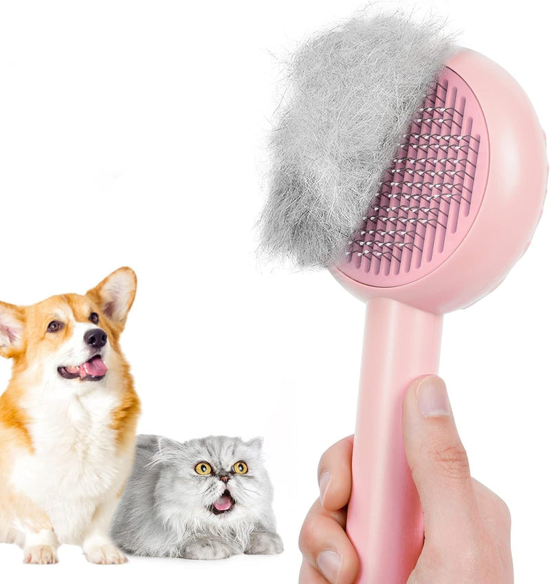 HICC GROOM! Pet Grooming Brush for Cats and Dogs, Self-Cleaning Sliker Brush for Removes Mats, Tangles, and Loose Hair, Shedding Brush for Short or Long Haired Cats/Dogs (Donut)