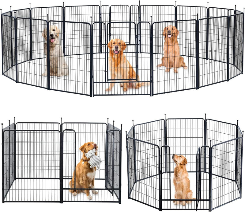 Portable Dog Playpen with Doors - IndoorOutdoor Fence for LargeMediumSmall Dogs 40 Inch 08 Panels