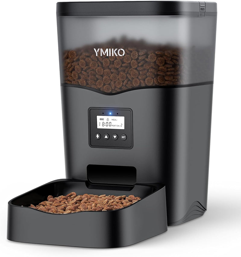 Ymiko Automatic Cat Feeder with Voice Recorder Timed Pet Feeder - 3L Capacity 1-4 Meals Per Day