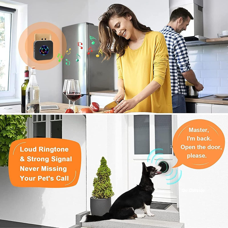 Wireless Dog Doorbell for Potty Training - Waterproof Touch Buttons and Portable Receivers