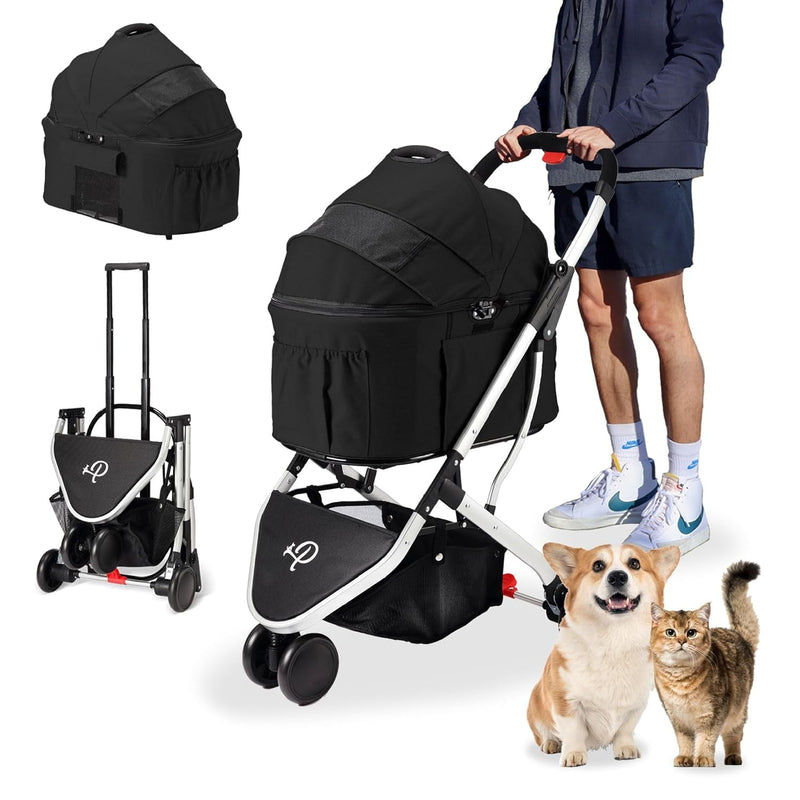 --3-In-1 Pet Stroller for SmallMedium Pets - Supports up to 45 lbs - Midnight Black