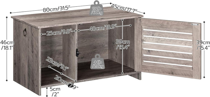 HOOBRO Cat Litter Box Enclosure, Hidden Cat Litter Box Furniture with Louvered Door, Spacious Hidden Cat Washroom with Divider, Cat Furniture Cabinet, 31.5" L x 17.7" W x 18.1" H, Greige BG07MW01