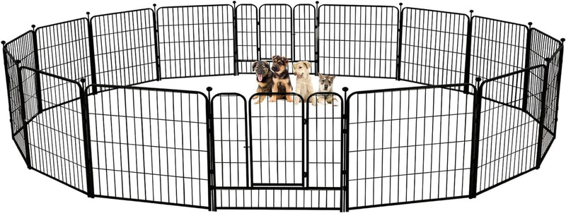 Metal Dog Playpen 8 Panel Exercise Pen for SmallMedium Dogs - 32 Height Door OutdoorIndoor Black