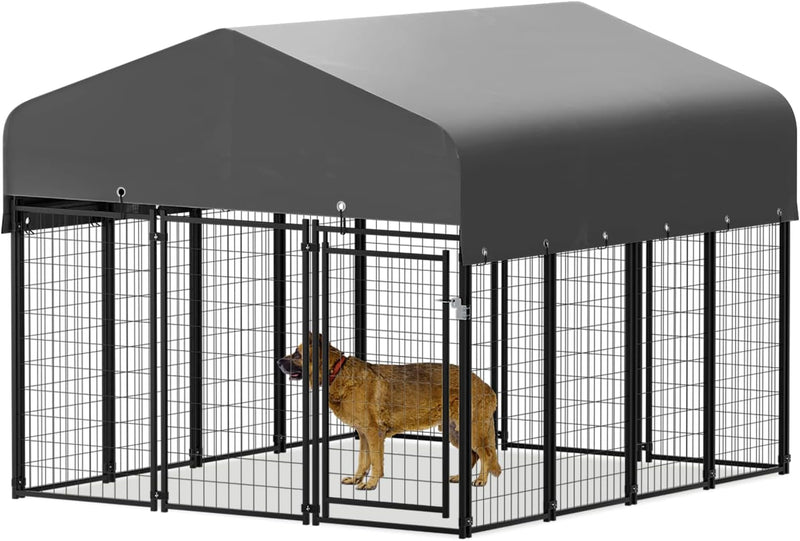 Heavy-Duty Outdoor Dog Kennel with Waterproof Cover and Lock - 625Ft High Expandable Playpen for Large Dogs - 14 Panels