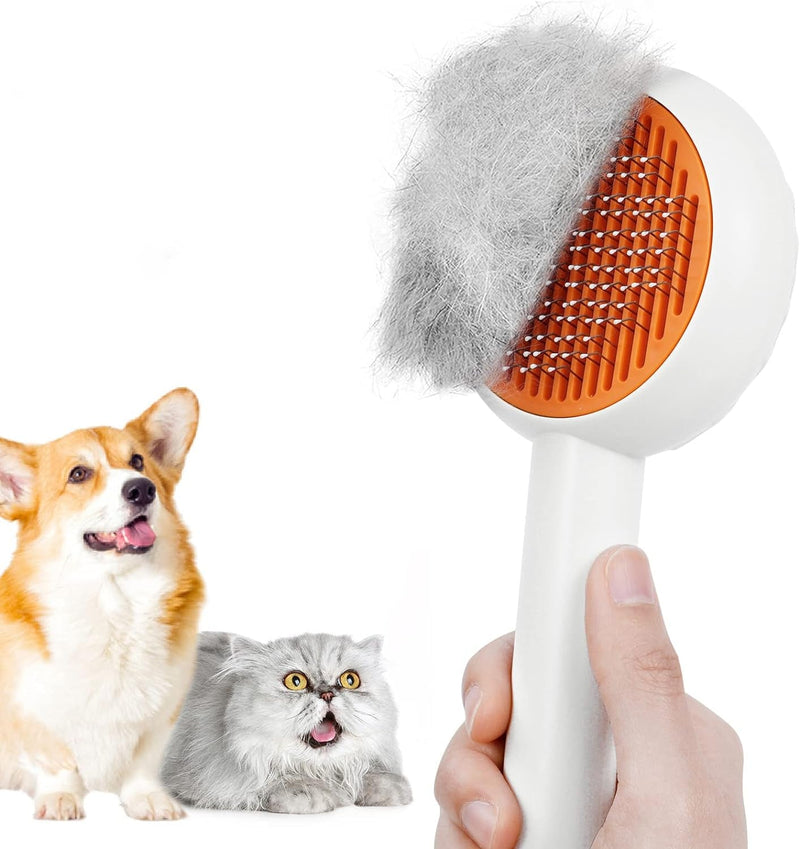 HICC GROOM! Pet Grooming Brush for Cats and Dogs, Self-Cleaning Sliker Brush for Removes Mats, Tangles, and Loose Hair, Shedding Brush for Short or Long Haired Cats/Dogs (Donut)