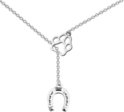 Horse Dog Lover Y Necklace - Horseshoe Paw Charm Girls Jewelry Gift