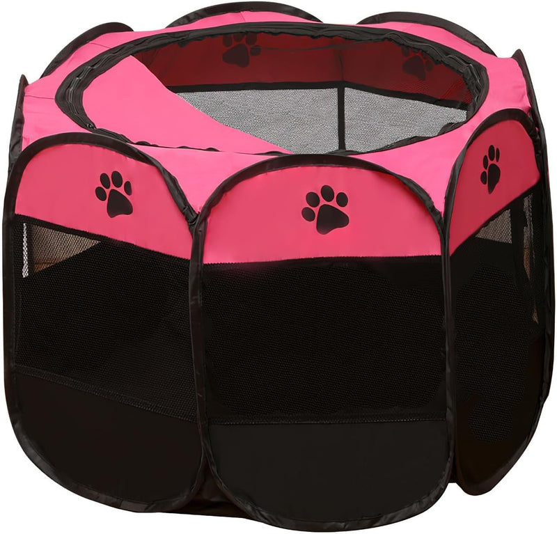 Folding Cat Playpen - Outdoor Tent with Zipper Top Cover for Kittens and Puppies Blue Small