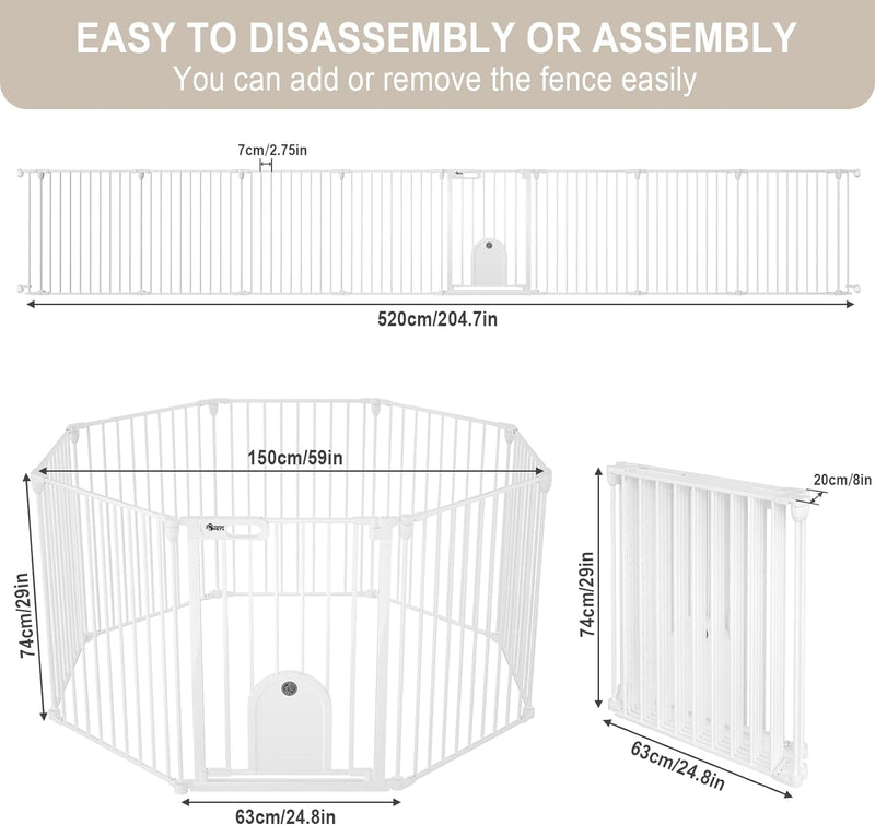 Ownpets Dog Playpen with Cat Door Foldable Heavy Duty Metal Fence - Includes Top Cover