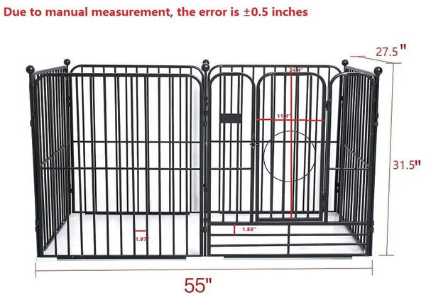 Heavy Duty Pet Playpen and Exercise Pen Crate - 55 L x 275 W x 315 H - IndoorOutdoor - Black