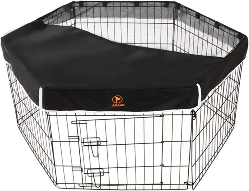 Dog Playpen Mesh Top Cover - Fits 36 Inch 4 Panels Velcro Connections Black Cover Only