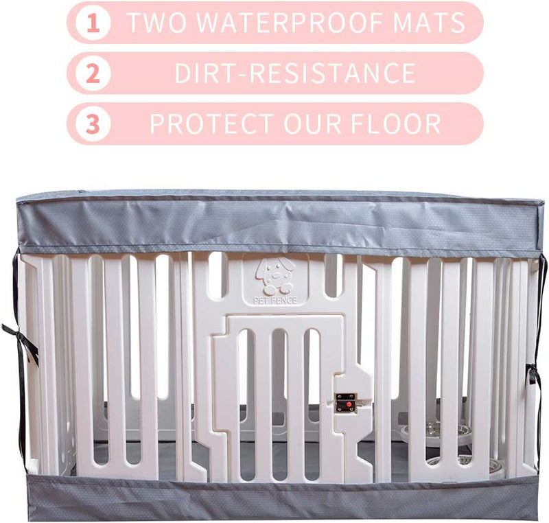 White Transformable Playpen  Fence with Waterproof Cover  Mat - Pet Cage  Gate 9 Panels  Lockable Door - VF-001