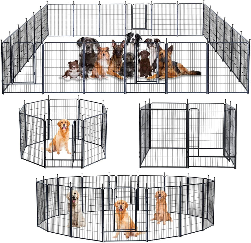 Portable Dog Playpen with Doors - IndoorOutdoor Fence for LargeMediumSmall Dogs 40 Inch 08 Panels