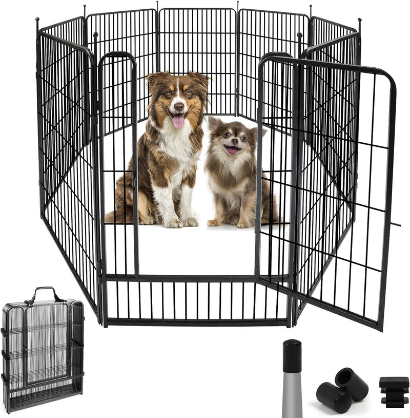 Comsaf Dog Playpen - 32 Height - 8 Panels - Metal Fence - Portable  Easy-Carry - OutdoorIndoor Pet Pen for LargeMediumSmall Dogs