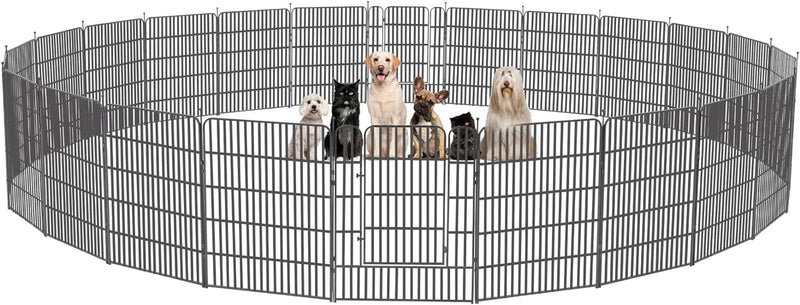 Metal Dog Playpen 8 Panel Exercise Pen for SmallMedium Dogs - 32 Height Door OutdoorIndoor Black