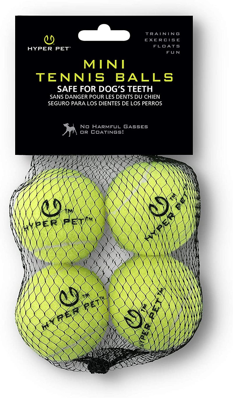 Hyper Pet MINI Tennis Balls for Dogs (Pet Safe Dog Ball for Exercise & Training, Interactive Toys work with Hyper Pet K9 Kannon MINI Launcher - 4 Pack MINI Green