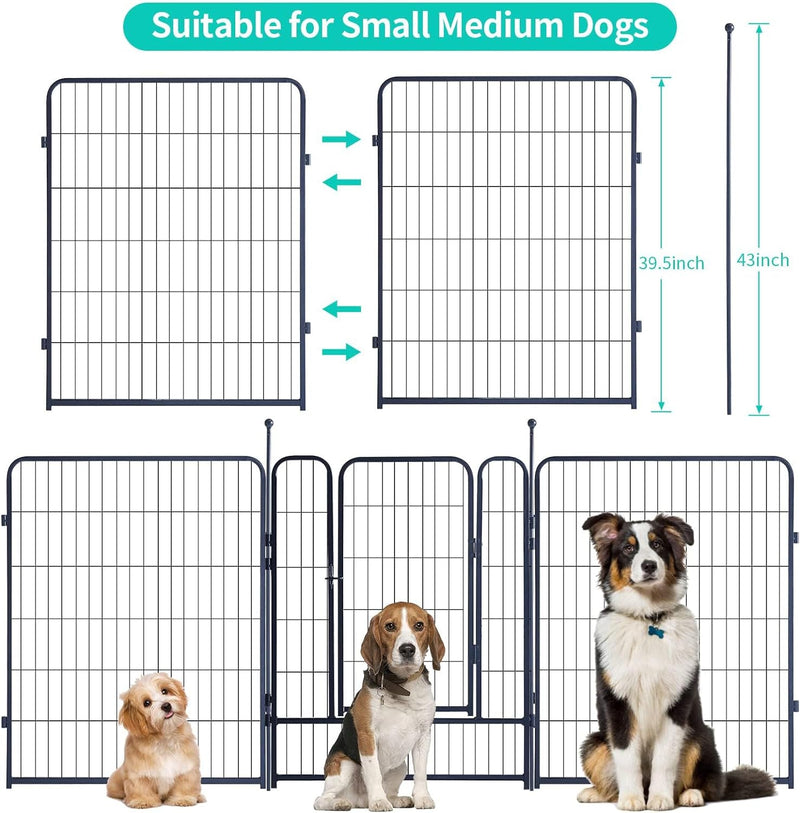 Portable Dog Playpen with Doors - IndoorOutdoor Fence for LargeMediumSmall Dogs 40 Inch 08 Panels