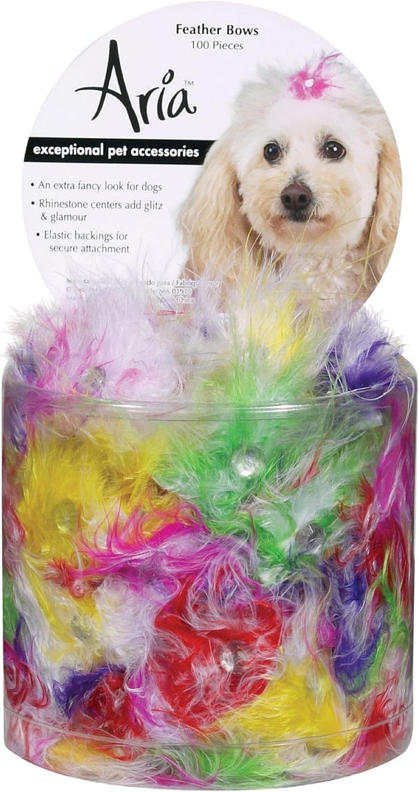 100-Piece Feather Bow Canisters for Dogs