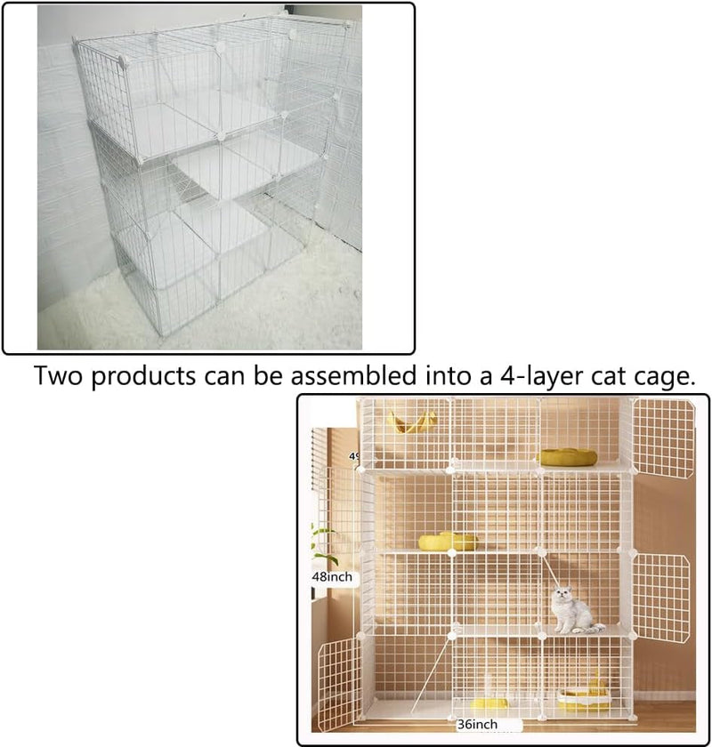 Indoor DIY Cat Playpen Metal Wire Kennel - Detachable Cat Cage